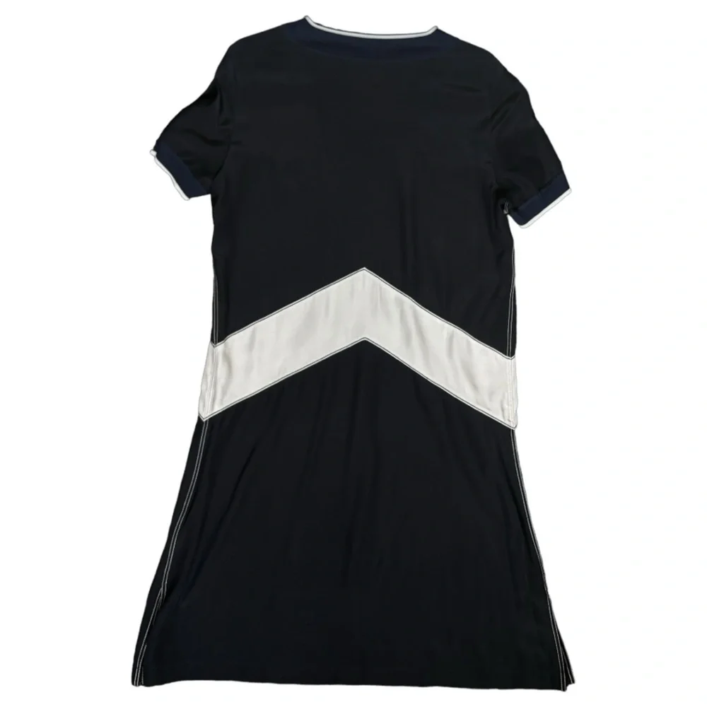 Rag & Bone Navy Blue 100% Silk Chevron Dress - Size Small - Picture 12 of 15